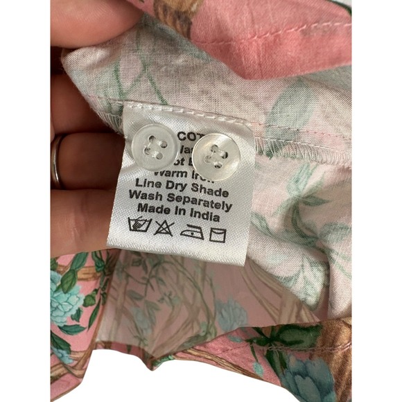 NWT Marigold By Victoria Dunn Pink Floral Print‎ Peasant Mini Shirt Dress Sz XL - Picture 6 of 11
